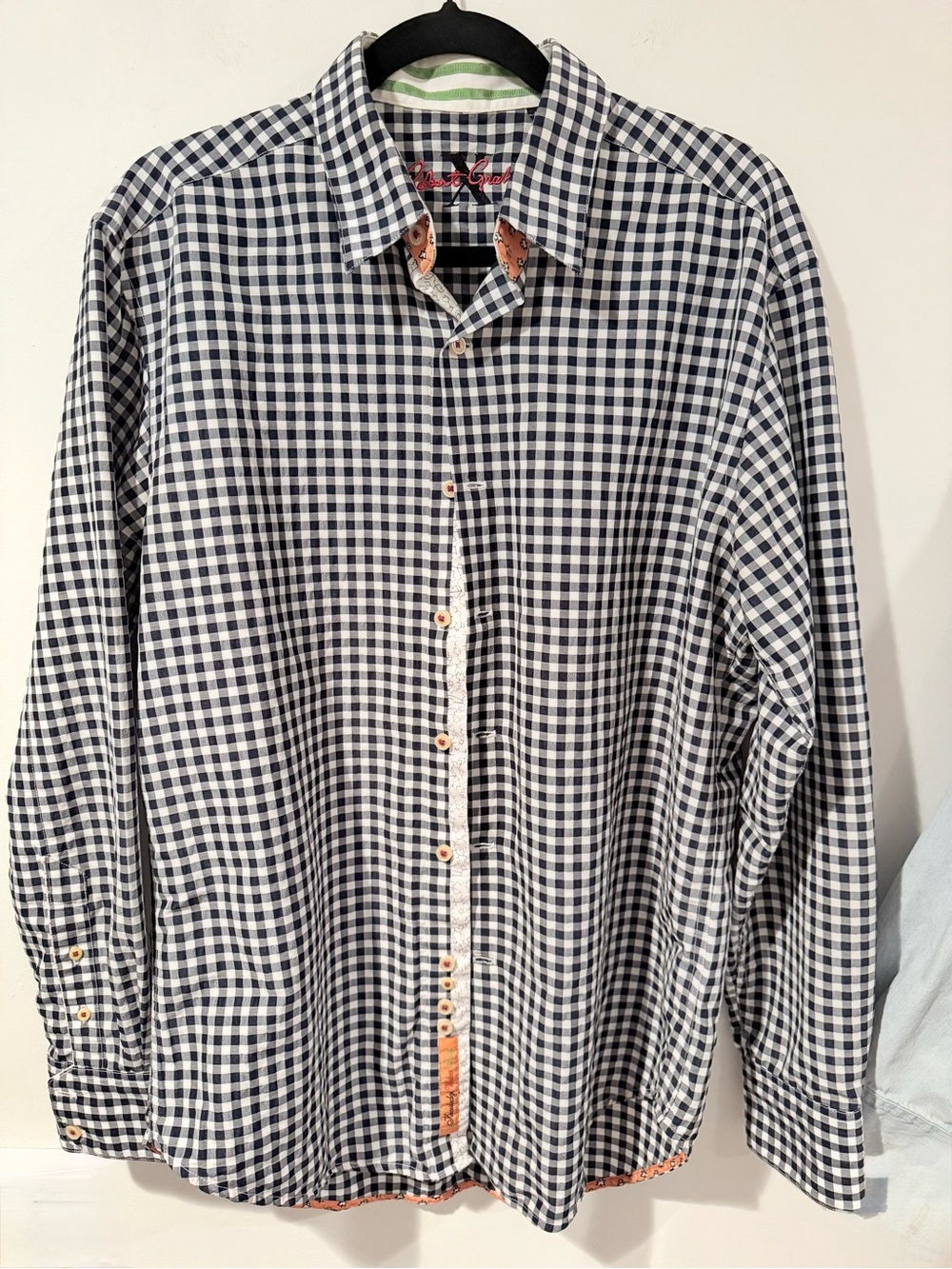 UNISEX Men's Navy & White Gingham Button-Up Shirt